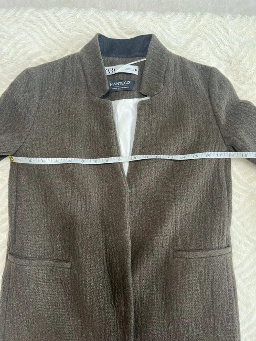 Zara Manteco Wool Blend Longline Coat Olive Green Minimalist XS - Picture 9 of 14